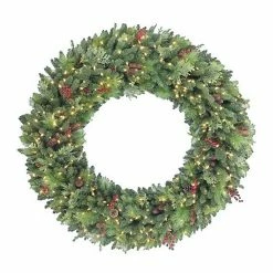 PULEO INTERNATIONAL Pre-Lit Rocky Mountain Spruce Artificial Christmas Wreath