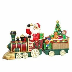 Puleo International Pre-Lit 24" Resin Santa Train Table Top Decor Piece With 35 Multi-color LED Lights