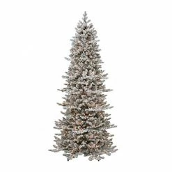 Puleo International 6.5-ft. Pre-Lit Flocked Slim Royal Majestic Douglas Fir Downswept Artificial Christmas Tree