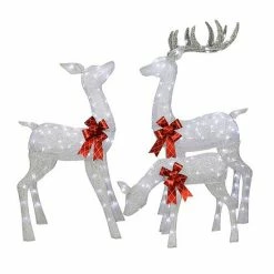 Puleo International 3-Piece Outdoor Christmas Lighted Deer Family