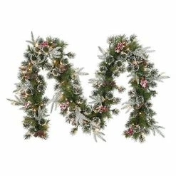 Puleo International Pre-Lit 9' X 10" Decorated Christmas Garland With 100 Lights