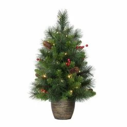 Puleo International Pre-Lit 2' Table Top Artificial Christmas Tree With 35 Lights In Gold Base