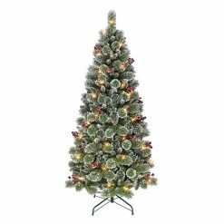 Puleo International 6.5-ft. Pre-Lit Snowy Valley Pine Artificial Christmas Tree