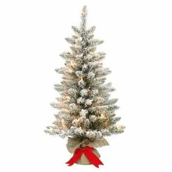 Puleo International Pre-Lit 3' Flocked Fraser Fir Artificial Christmas Tree With 70 Lights